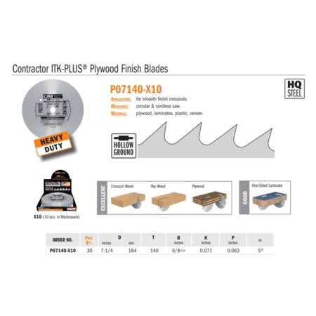 [P07140X10] CMT SAW BLADE7-1/4 140T WOOD/PVC