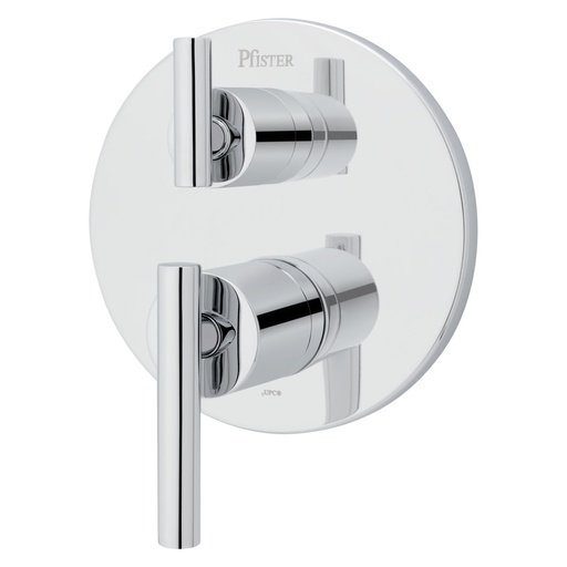 [R89-SNCC] Pfister R89-SNC Contempra Pressure Balanced Valve Trim Only with Double Lever Handle and Integrated Diverter - Less Valve Polished Chrome Showers