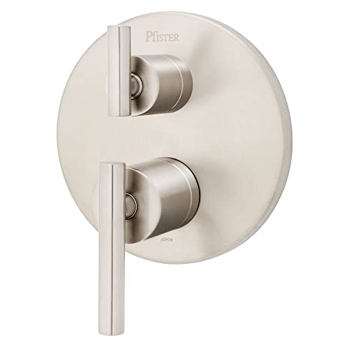 [R89-SNCK] Pfister R89-SNC Contempra Pressure Balanced Valve Trim Only with Double Lever Handle and Integrated Diverter - Less Valve Brushed Nickel Showers Valve