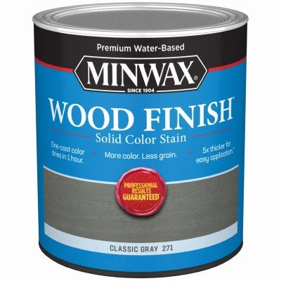 [1015194] Minwax Wood Finish Water-Based Solid Classic Gray Water-Based Wood Stain 1 Qt