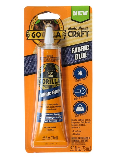 [1015611] Gorilla Waterproof Fabric Glue  Clear  2.5 Fl Oz