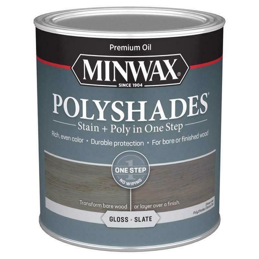 [1019785] Minwax PolyShades Semi-Transparent Gloss Slate Oil-Based Stain/Polyurethane Finish 1 Qt