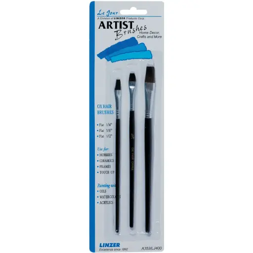 [11063] Linzer Assorted in. Flat Artist Paint Brush Set