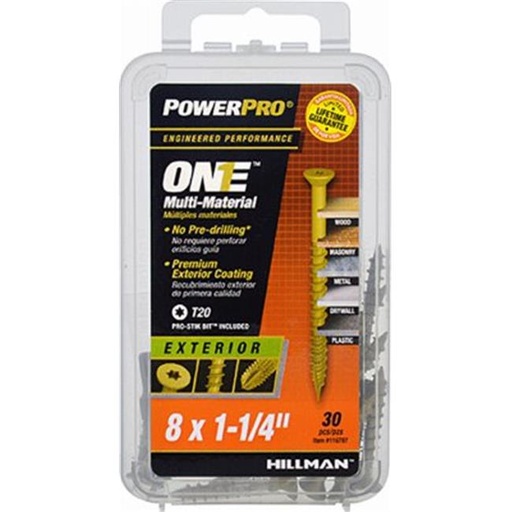 [116787] Hillman POWERPRO ONE No. 8 S X 1-1/4 in. L Star Flat Head Multi-Material Screw