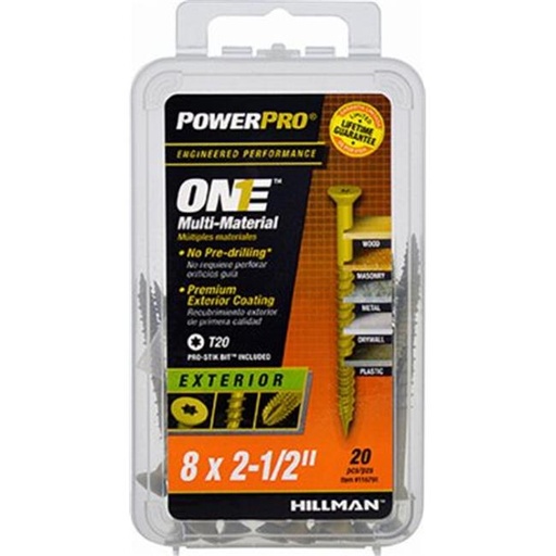 [116791] Hillman POWERPRO ONE No. 8 S X 2-1/2 in. L Star Flat Head Multi-Material Screw
