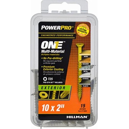 [116800] Hillman POWERPRO ONE No. 10 S X 2 in. L Star Flat Head Multi-Material Screw