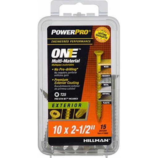 [116802] Hillman POWERPRO ONE No. 10 S X 2-1/2 in. L Star Flat Head Multi-Material Screw