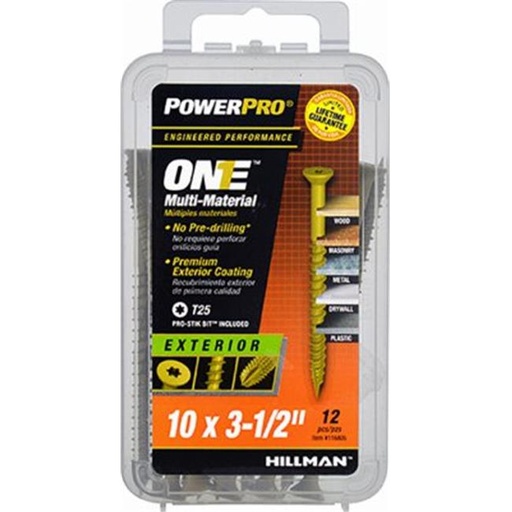 [116805] Hillman POWERPRO ONE No. 10 S X 3-1/2 in. L Star Flat Head Multi-Material Screw