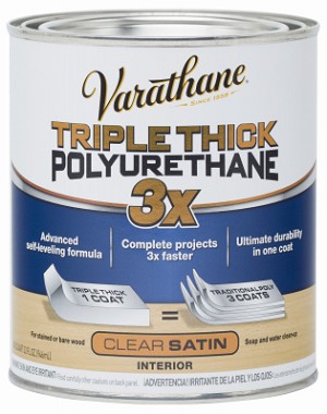 [1615137] Varathane Transparent Satin Clear Water-Based Polyurethane/Acrylic Triple Thick Polyurethane 1 Qt