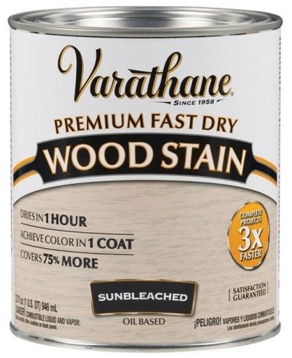 [1615301] Varathane Premium Fast Dry Semi-Transparent Sunbleached Wood Stain 1 Qt.