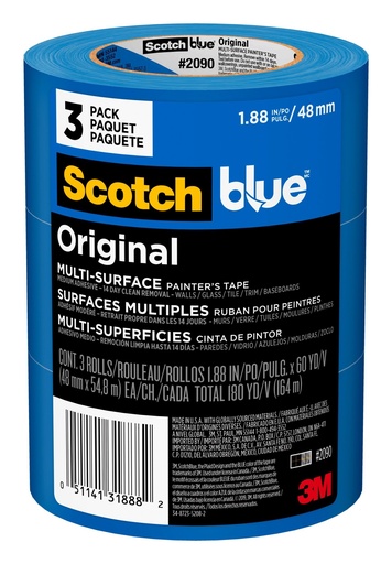 [1664861] ScotchBlue 1.88 in. W X 60 Yd L Blue Medium Strength Original Painter's Tape 3 Pk