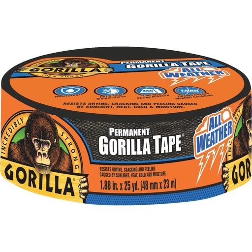 [1906809] Gorilla 1.88 in. W X 25 Yd L Black Duct Tape