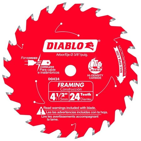 [2006231] Diablo 4-1/2 in. D X 3/8 in. TiCo Hi-Density Carbide Framing Saw Blade 24 Teeth 1 Pk