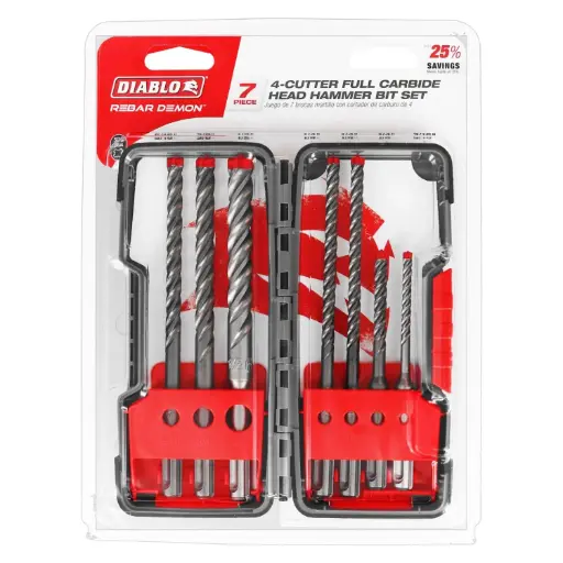 [2009016] Diablo Rebar Demon Carbide SDS-Plus Hammer Bit Set SDS-Plus Shank 7 Pc