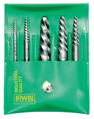 [21595] Irwin Hanson 19/64 in. Carbon Steel Spiral Screw Extractor Set 7 in. 5 Pc