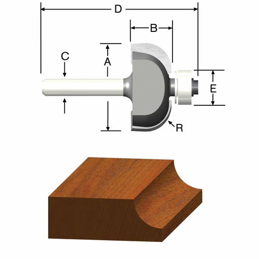 [2184679] Vermont American 1-1/4 in. D X 3/8 in. X 2-3/16 in. L Carbide Tipped Cove Router Bit