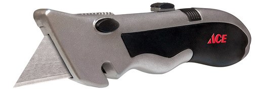 [2199628] Ace 6 in. Retractable Utility Knife Black/Red 1 Pk