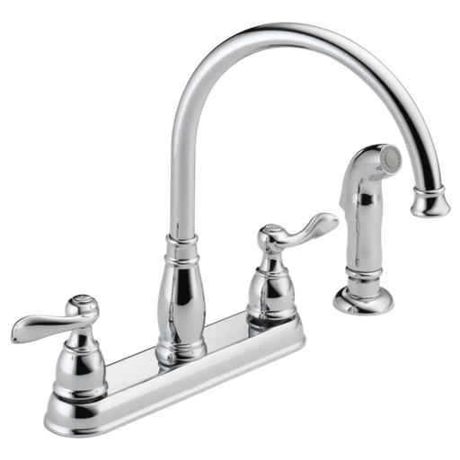 [21996LF] Delta Windemere Two Handle Chrome Kitchen Faucet Side Sprayer Included
