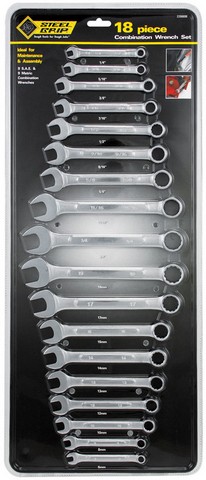 [2206696] Steel Grip Metric and SAE Wrench Set 18 Pc