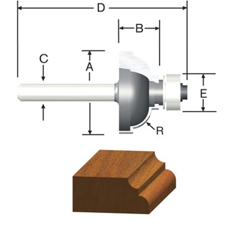 [23143V] Vermont American Fillet Carbide Tip 1-1/8 in. Cove Bit 23143 - All