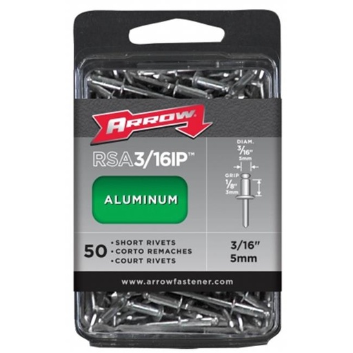 [2490951] Arrow 3/16 in. D X 1/8 in. Aluminum Short Rivets Silver 50 Pk