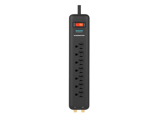 [3001103] Monster Just Power It up 6 Ft. L 7 Outlets Surge Protector Black 1080 J