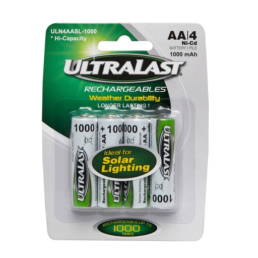 [3002917] UltraLast Nickel Cadmium AA Solar Powered Lighting Rechargeable Battery - 4 Pack