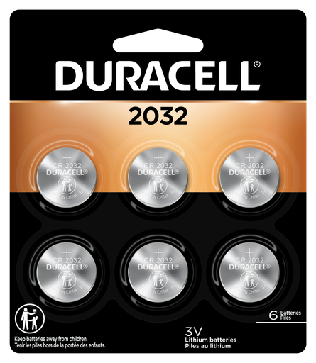 [3003958] Duracell 2032 Lithium Coin Batteries with Bitterant (6/Pack)