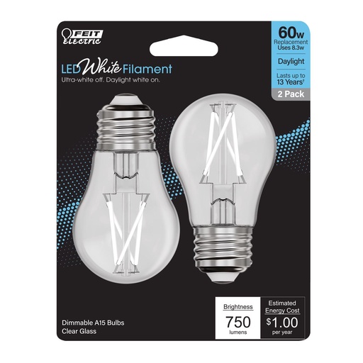 [3013981] LED A15 E26 60W DL 2PK
