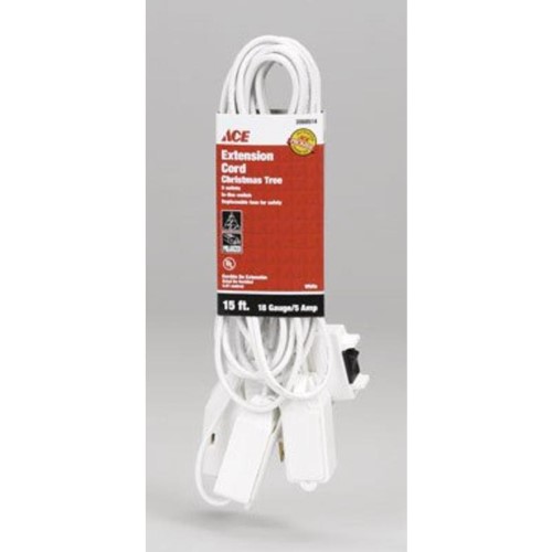 [3060514] Ace Indoor 15 Ft. L White Extension Cord 18/2 SPT-2