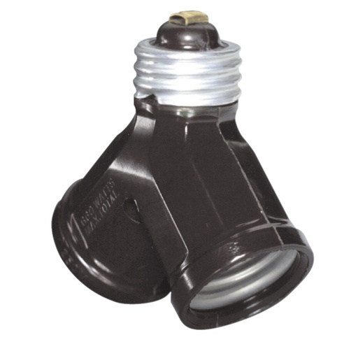 [30856] Twin Socket Adapter, Brown