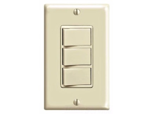 [3103116] 15 Amp Commercial Grade Combination Three Single Pole Rocker Switches, Ivory 1755-I