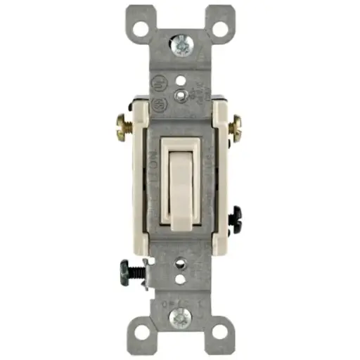 [3212651] Leviton 15 Amps Three Pole Toggle AC Quiet Switch Light Almond 1 Pk