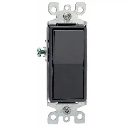 [3215902] Leviton Decora 15 Amps Single Pole Rocker AC Quiet Switch Black 1 Pk