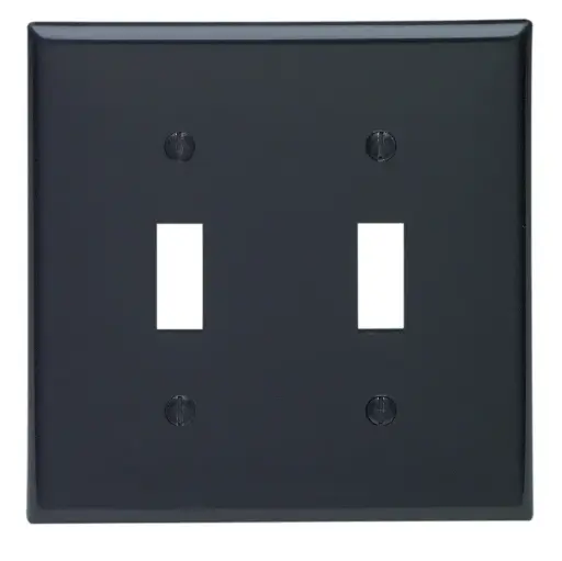 [3268638] Leviton Black 2 Gang Nylon Toggle Wall Plate 1 Pk