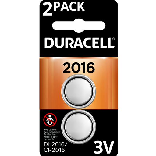 [3296217] Duracell 2016 Batteries Lithium Coin Button - 2 Pack - Specialty Battery W/ Bitterant Technology: Single-Use, 3V