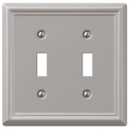[3501046] Amerelle Chelsea Brushed Nickel 2 Gang Stamped Steel Toggle Wall Plate 1 Pk