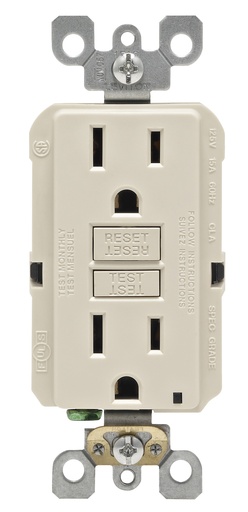 [3532819] Leviton SmartlockPro 15 Amps 125 V Duplex Light Almond GFCI Outlet 5-15R 1 Pk