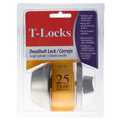 [380016073] T-locks Single Cylinder Deadbolt Stainless Steel
