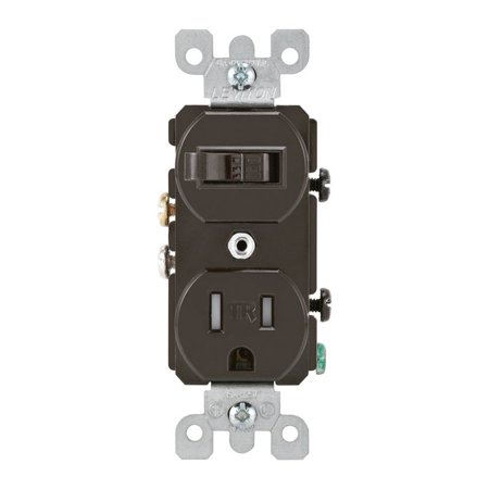 [3809647] Leviton 15 Amps 120 V Brown Combination Switch/Outlet 5-15R 1 Pk