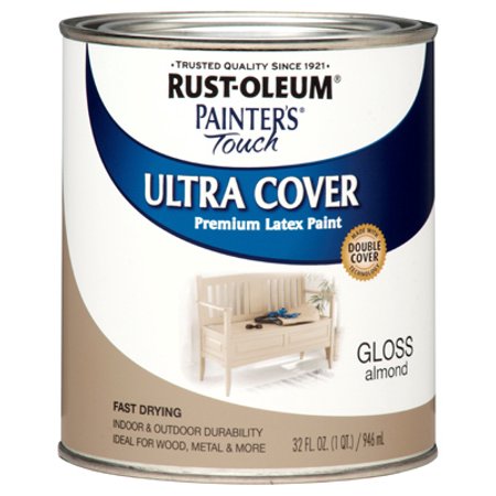 [420007563] Rust-Oleum Painters Touch Ultra Cover Gloss Almond Water-Based Paint Exterior and Interior 1 Qt