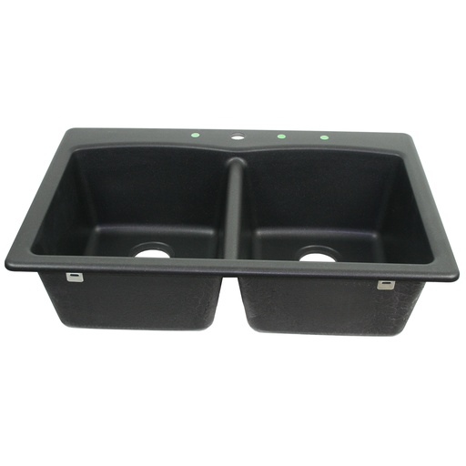[4394458] Franke ED33229-1 Ellipse 33" X 22" Undermount Double Basin Granite Kitchen Sink Onyx Sinks Kitchen Sinks