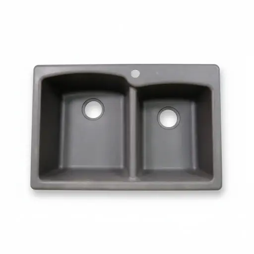 [4394466D] FrankeUSA EO33229-1 Ellipse 22" Double Basin Undermount Granite Composite Kitchen Sink Onyx Sinks Kitchen Sinks Composite