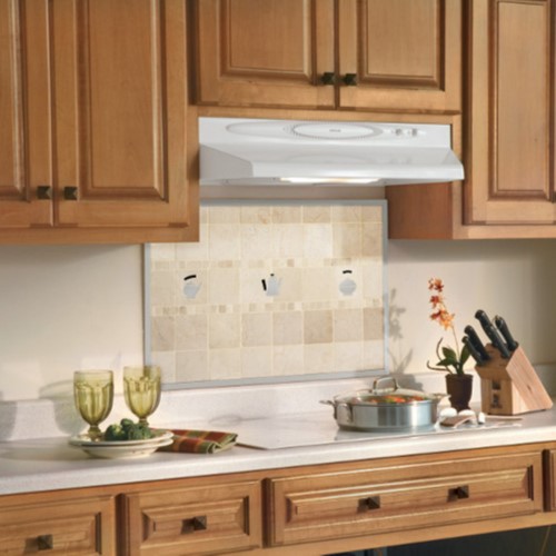 [440019327] Broan Qt Series Under Cabinet Mount Range Hood, 30 Inch W X 17-1/2 Inch D X 6 Inch H, 200 CFM,  White