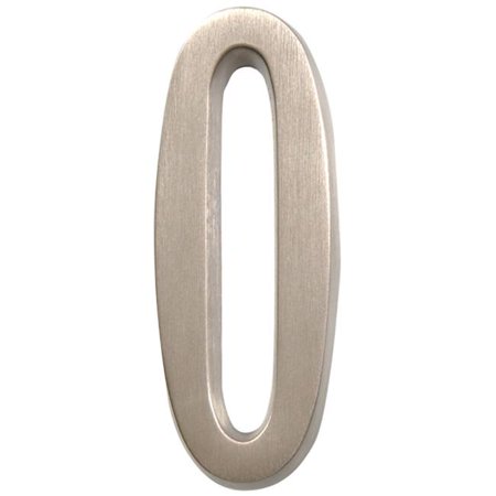 [5029378] Hillman Distinctions 4 in. Silver Brushed Nickel Self-Adhesive Number 0 1 Pc