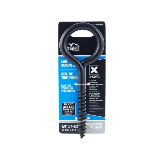 [5039565] Wright 3/8 in. D X 4-1/2 in. L Black Steel Lag Screw Eye 325 Lb 1 Pk