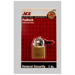 [54539] Ace 1 in. H X 1 in. W X 7/16 in. L Brass Single Locking Padlock