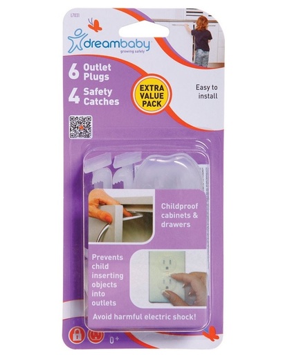 [5989173] Dreambaby Clear Plastic Safety Catches and Outlet Covers Kit 10 Pk
