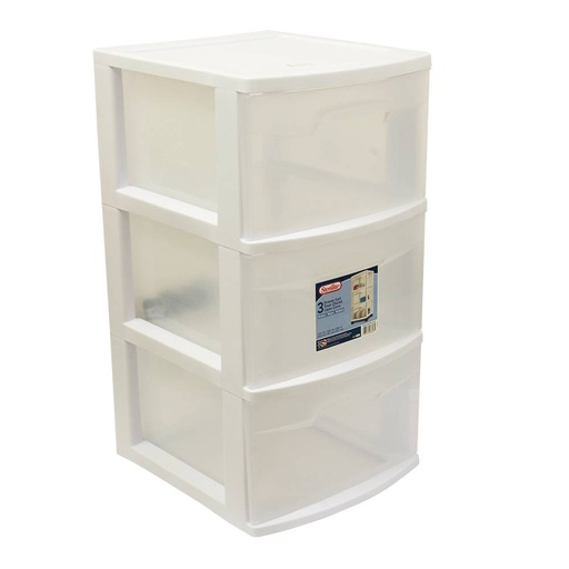 [6100432] CART 3 DRAWR CLEAR/WHT