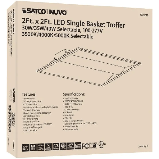 [65690] SATCO 2X2 SINGLE BASKET TROFFER